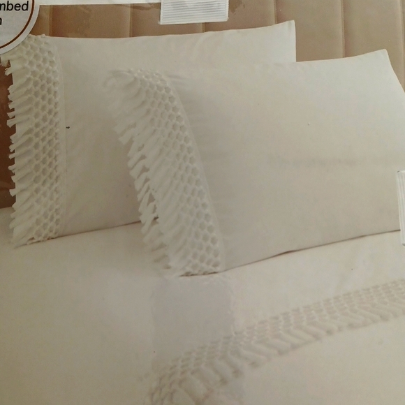 Copper Loom Bedding 0 Cotton Percale Knotted Lattice Fringe Twin